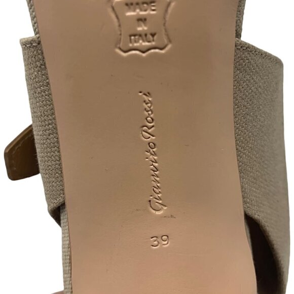 Rare Gianvito Rossi Canvas Leather Ankle Buckle Clossure Safari Sandals Heels 9 - Picture 12 of 14